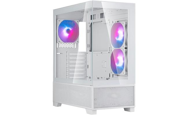 SilverStone Lucid 05 (White) ARGB ATX Mid Tower Tempered Glass Gaming Case w/ Bold 270° Panoramic View w/ USB Type-C & 3x120mm ARGB Fans + Front 2x 80mm