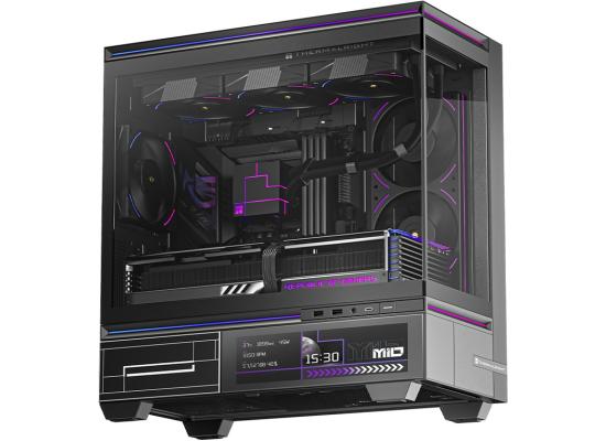 Thermalright TL-M10 VISION ARGB Stylish Panoramic View mATX Mid Tower Tempered Glass Gaming Case w/ 4 ARGB 120mm Fans & 9.16-inch LCD screen For PC Stats or Animations & Visuals
