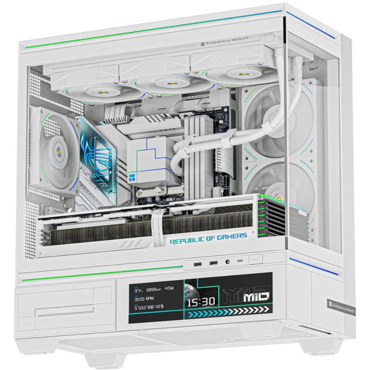 Thermalright TL-M10 VISION (White) ARGB Stylish Panoramic View mATX Mid Tower Tempered Glass Gaming Case w/ 4 ARGB 120mm Fans & 9.16-inch LCD screen For PC Stats or Animations & Visuals