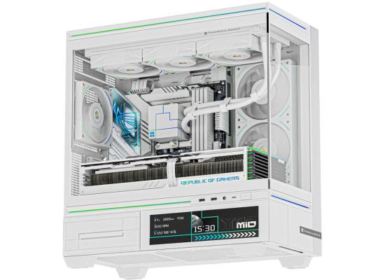 Thermalright TL-M10 VISION (White) ARGB Stylish Panoramic View mATX Mid Tower Tempered Glass Gaming Case w/ 4 ARGB 120mm Fans & 9.16-inch LCD screen For PC Stats or Animations & Visuals