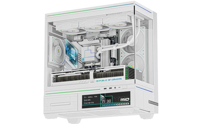Thermalright TL-M10 VISION (White) ARGB Stylish Panoramic View mATX Mid Tower Tempered Glass Gaming Case w/ 4 ARGB 120mm Fans & 9.16-inch LCD screen For PC Stats or Animations & Visuals