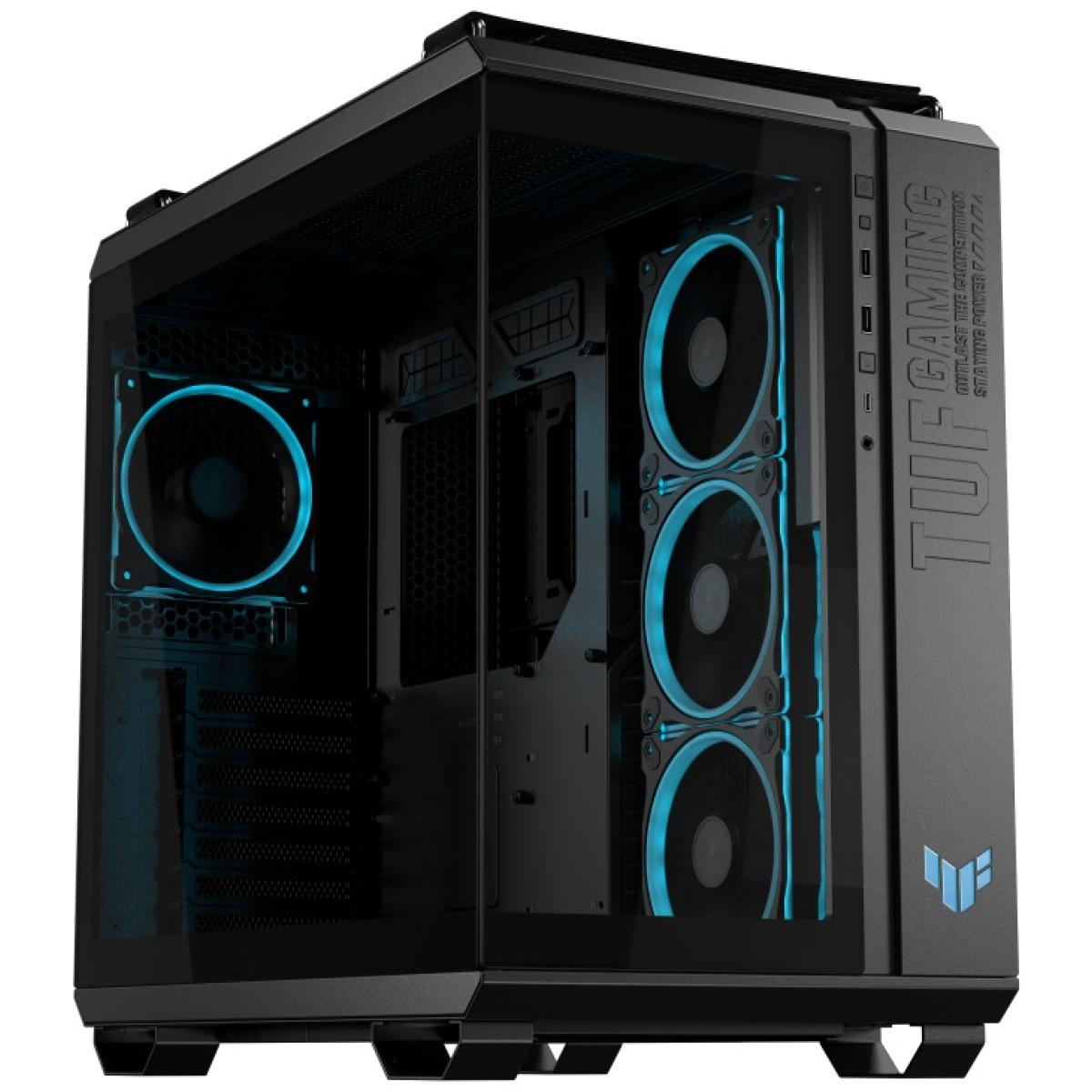 ASUS TUF Gaming GT502 Horizon ARGB (Black) Panoramic Dual Chamber Mid-Tower Tempered Glass Gaming Case, Full Modular Design w/ 4x120mm ARGB Fans, Type-C
