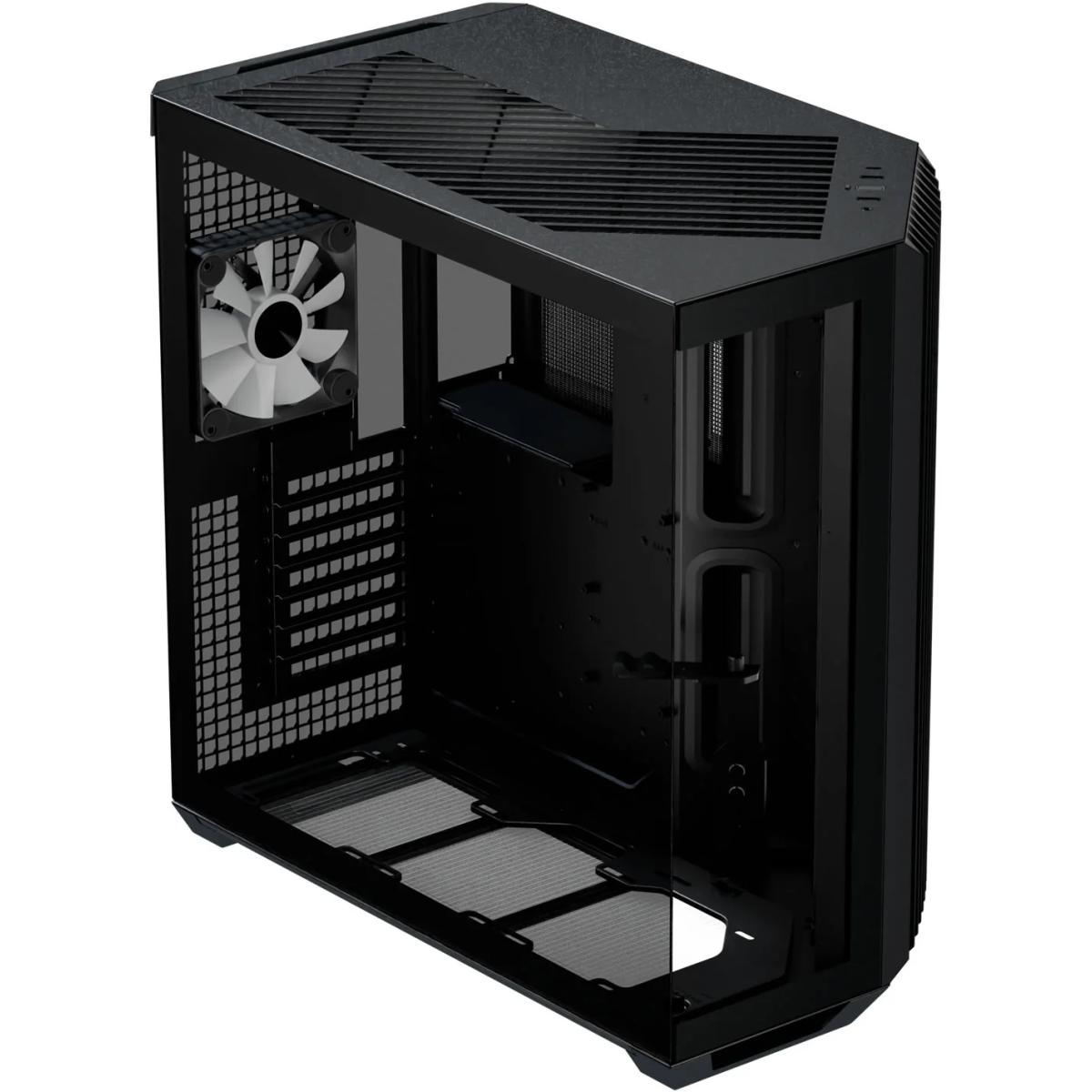 APNX V1 (Black) Dual Chamber Panoramic 2 Glasses Design ATX Mid Tower Mesh Ventilation Pattern Tempered Glass Gaming Case w/ 4x120mm ARGB Fans, Adjustable Motherboard Position Bracket, Support Up To 10x12cm Fans & Type-C
