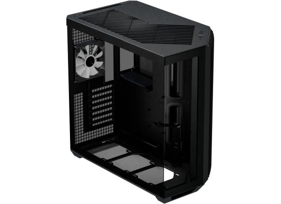 APNX V1 (Black) Dual Chamber Panoramic 2 Glasses Design ATX Mid Tower Mesh Ventilation Pattern Tempered Glass Gaming Case w/ 4x120mm ARGB Fans, Adjustable Motherboard Position Bracket, Support Up To 10x12cm Fans & Type-C