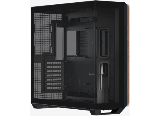 APNX V1 (Black/Wood) Dual Chamber Panoramic 2 Glasses Design ATX Mid Tower Mesh Ventilation Pattern Tempered Glass Gaming Case w/ Adjustable Motherboard Position Bracket, Support Up To 10x12cm Fans & Type-C