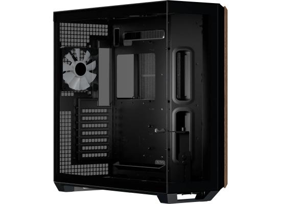 APNX V1 (Black/Wood) Dual Chamber Panoramic 2 Glasses Design ATX Mid Tower Mesh Ventilation Pattern Tempered Glass Gaming Case w/ 4x120mm ARGB Fans, Adjustable Motherboard Position Bracket, Support Up To 10x12cm Fans & Type-C