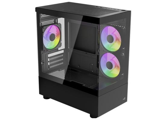 AeroCool Viewport-Mini ARGB Stylish w/ Panoramic View mATX Mini Tower Tempered Glass Gaming Case w/ 3X120mm ARGB Fans