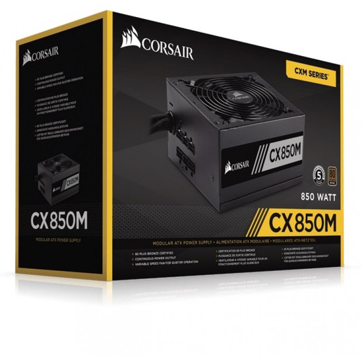 Corsair CX Series™ CX850M — 850W 80 PLUS® Bronze Certified Semi Modular ATX PSU