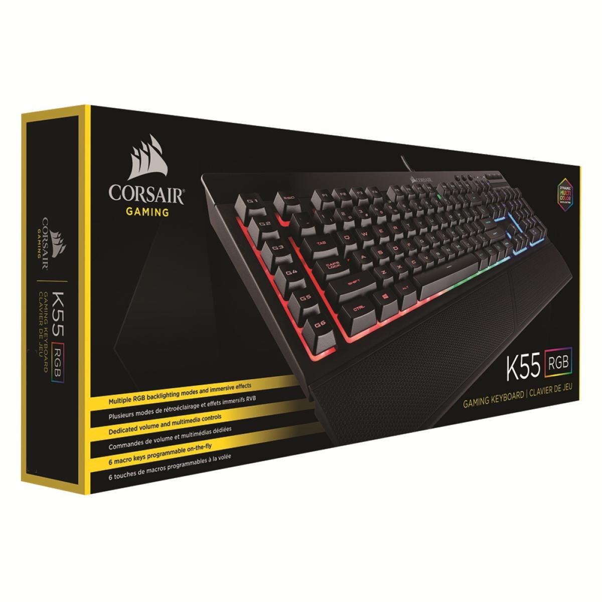 Corsair K55 RGB MEMBRANE Gaming Keyboard - splash and dust resistant