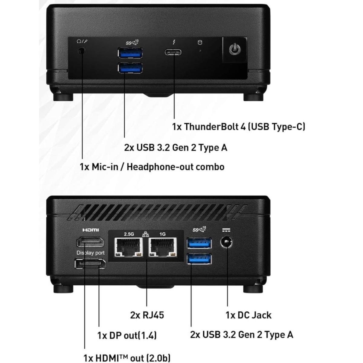 MSI Cubi 5 12M, Portable Mini PC Desktop 12th Gen Intel Core i7-1235U, (No Memory Or Storage) Customizable SODIMM DDR4 Memory + M.2 PCIe NVME SSD + 2.5HDD Support, Intel® Iris XE Graphics, Thunderbolt™ 4