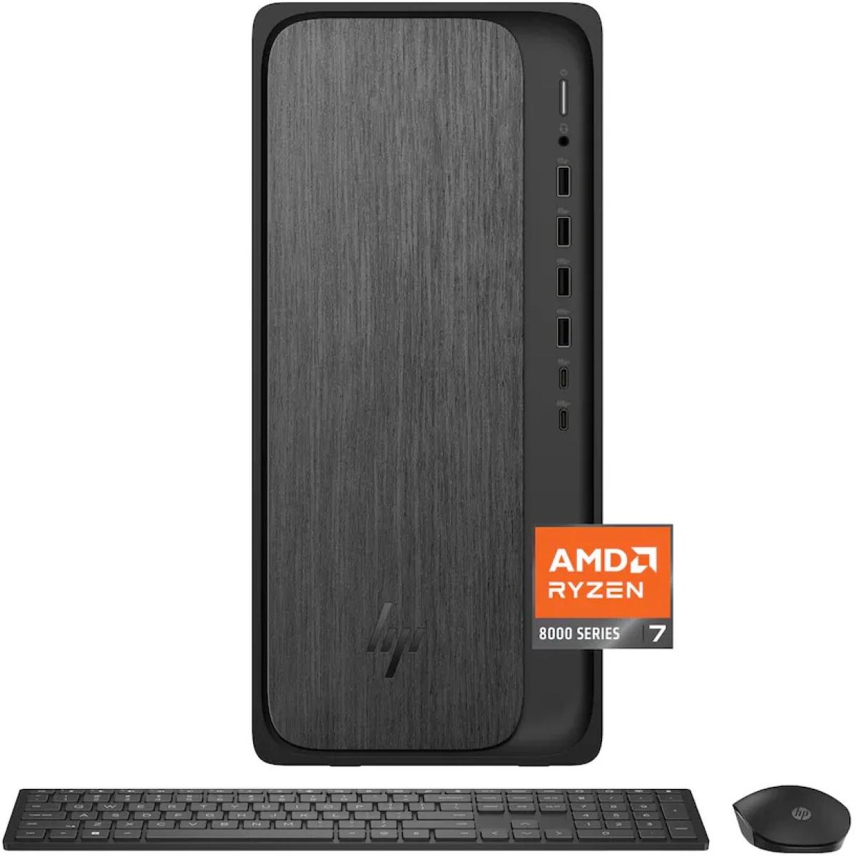 HP OmniDesk Desktop PC (M02-0234) AMD Ryzen 7 8700G, AMD Radeon 780M iGPU, 16GB DDR5 Memory, 1TB M.2 PCIe NVME SSD GEN 4, Windows 11 Home w/ 280W 80 Plus Platinum Power Supply
