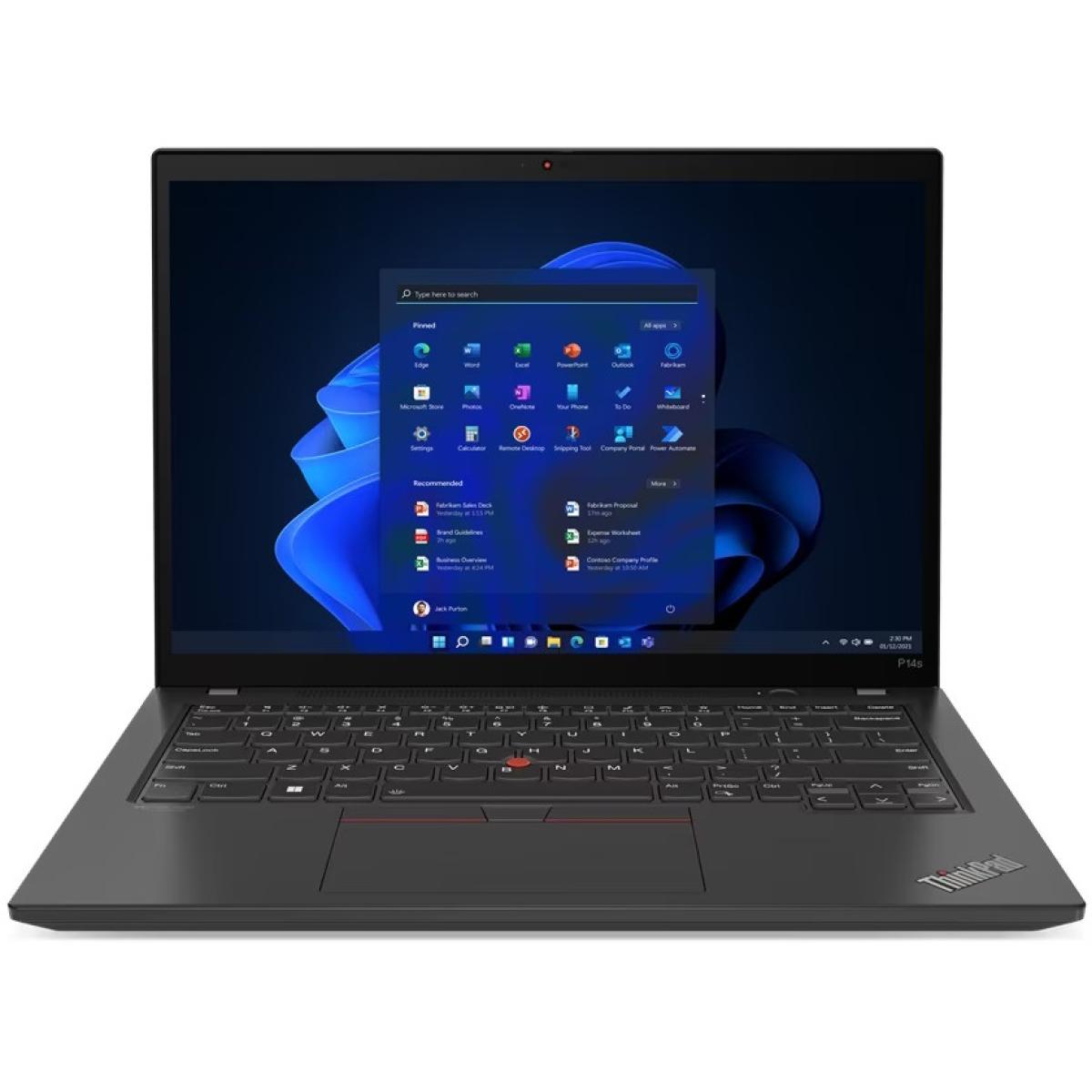 Lenovo ThinkPad P14s Gen 3 (Intel) Black Laptop, 14" 2.2K (2240x1400) IPS 100% sRGB, 12th Gen Intel Core i7-1260P ,NVIDIA Quadro T550 4GB GDDR6, 16GB Soldered DDR4, 1TB M.2 NVMe GEN4 SSD, Windows 11 Pro