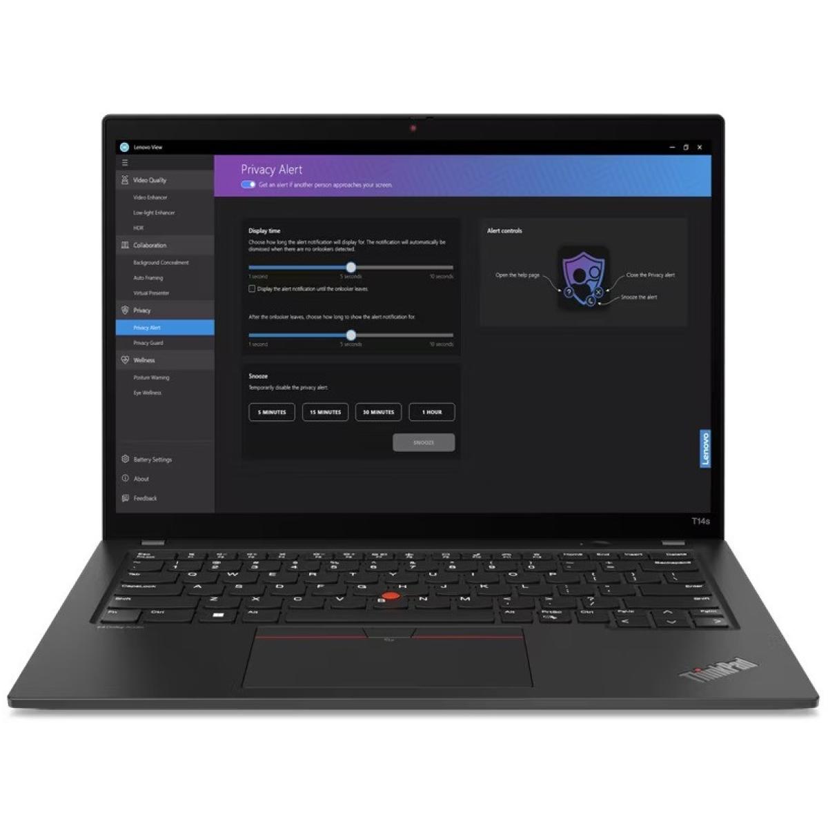 Lenovo ThinkPad T14s Gen 4 (Intel) Deep Black Laptop, 14" WUXGA FHD+ (1920x1200) IPS, 13th Gen Intel Core i7-1355U, Intel® Iris Xe Graphics, 32GB Soldered LPDDR5x, 1TB M.2 NVMe GEN4 SSD, Windows 11 Pro