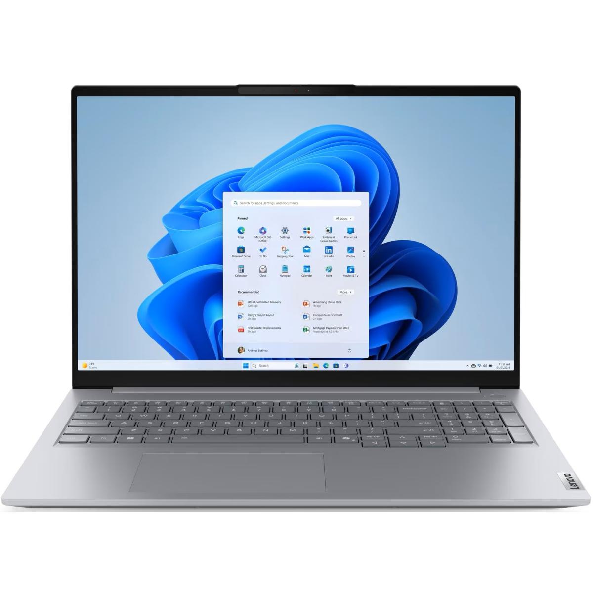 Lenovo ThinkBook 16 G8 IRL Arctic Grey Laptop, 16" WUXGA (1920x1200) IPS, Intel Core 7 240H, Integrated Intel Graphics, 16GB SODIMM DDR5, 1TB M.2 NVMe GEN4 SSD