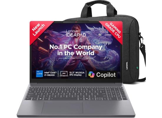 Lenovo IdeaPad Slim 3 Luna Grey Laptop, 15.3" FHD+ (1920x1200) IPS, 13th Gen Intel Core i7-13620H, Intel UHD Graphics, 8GB SODIMM DDR5, 512GB M.2 NVMe GEN4 SSD w/ Carrying Bag