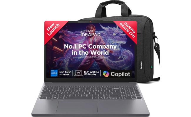 Lenovo IdeaPad Slim 3 Luna Grey Laptop, 15.3" FHD+ (1920x1200) IPS, 13th Gen Intel Core i7-13620H, Intel UHD Graphics, 8GB SODIMM DDR5, 512GB M.2 NVMe GEN4 SSD w/ Carrying Bag