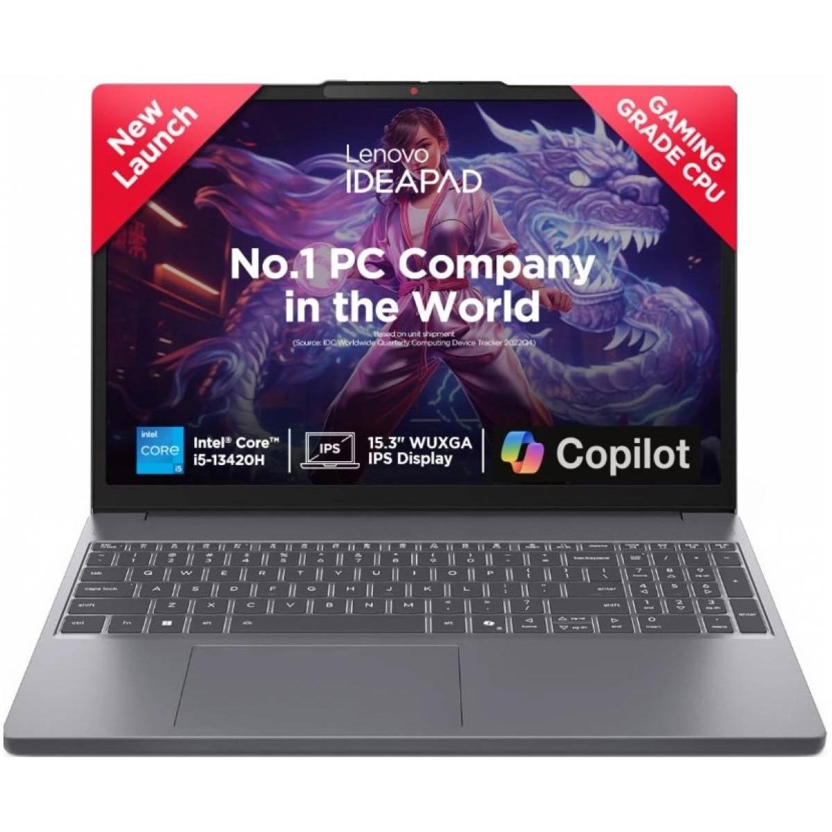 Lenovo IdeaPad Slim 3 Luna Grey Laptop, 15.3" FHD+ (1920x1200) IPS, 13th Gen Intel Core i5-13420H, Intel UHD Graphics, 8GB SODIMM DDR5, 512GB M.2 NVMe GEN4 SSD