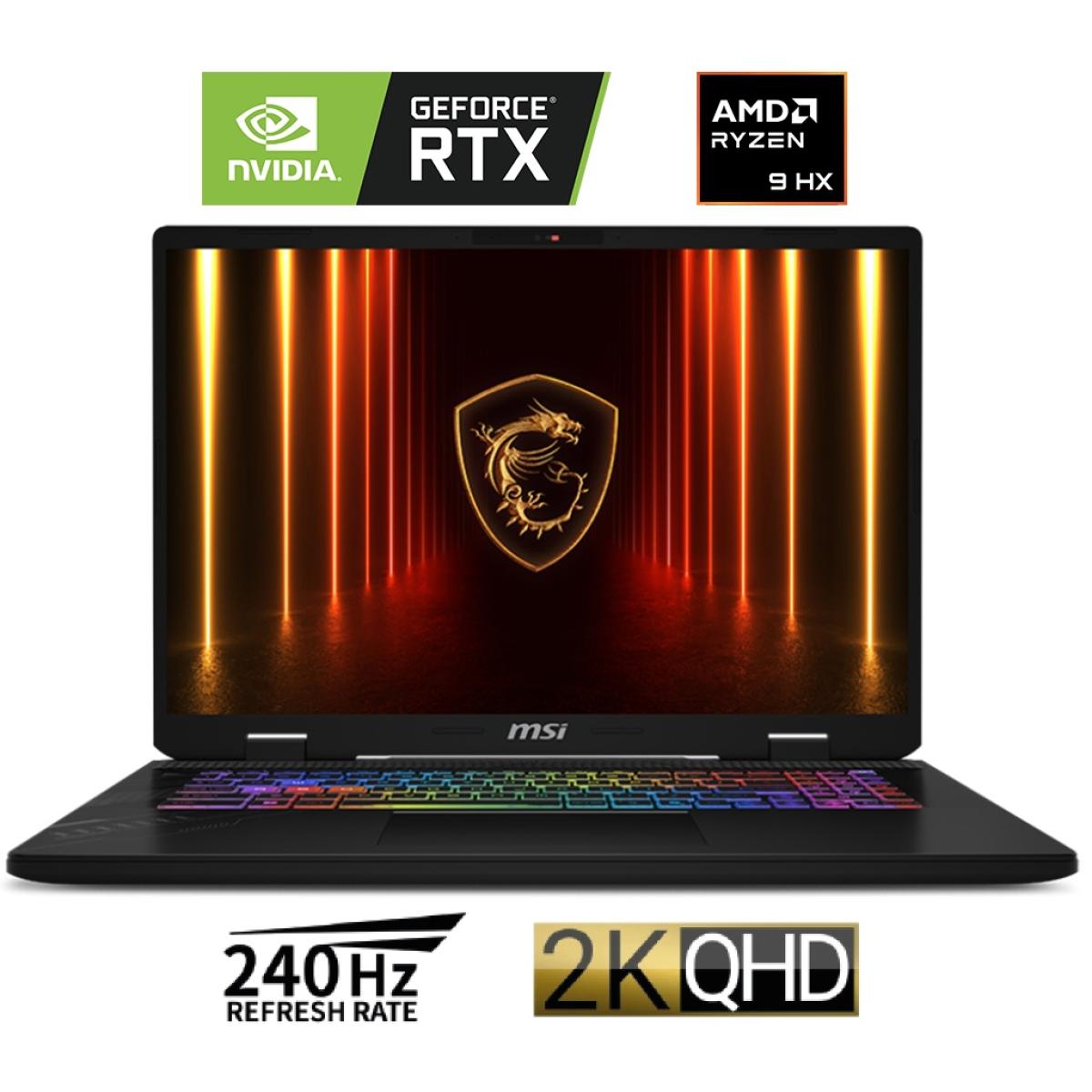 MSI Crosshair A16 HX D8WFKG 16" IPS QHD+ 2.5K (2560x1600) @ 240Hz, AMD Ryzen 9 8940HX, Nvidia RTX 5060 8GB GDDR7, 16GB DDR5 RAM, 1TB M.2 PCIe NVMe - Cosmos Gray Gaming Laptop