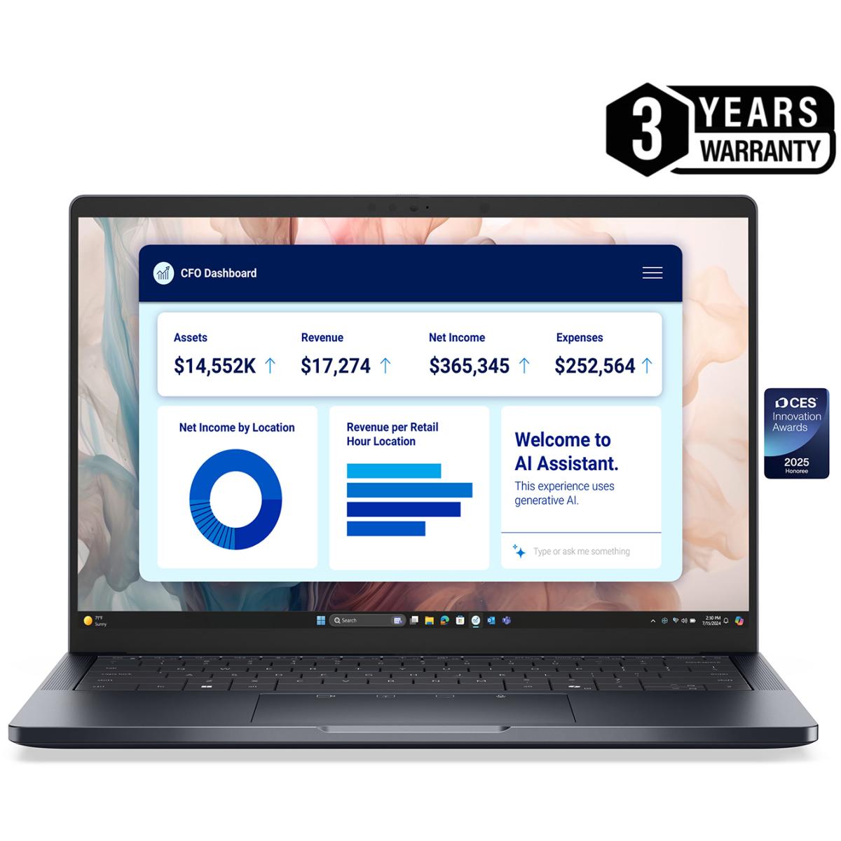 Dell Pro 14 Premium, Metallic Finish Laptop, Ultralight 14" FHD+ IPS 100% sRGB, Intel Core Ultra 7 processor 268V vPro, 32GB LPDDR5x Onboard, 1TB M.2 NVMEe SSD, Intel Arc Graphics - Magnetite Color (3 Years Warranty)