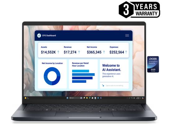 Dell Pro 14 Premium, Metallic Finish Laptop, Ultralight 14" FHD+ IPS 100% sRGB, Intel Core Ultra 7 processor 268V vPro, 32GB LPDDR5x Onboard, 1TB M.2 NVMEe SSD, Intel Arc Graphics - Magnetite Color (3 Years Warranty)