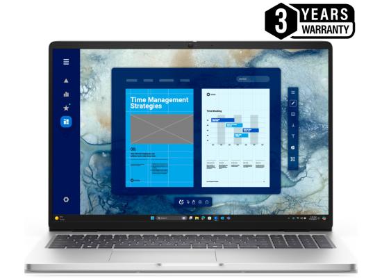 Dell Pro 16, Metallic Finish Laptop, 16" FHD+ IPS, Intel Core Ultra 7 processor 265U vPRO, 16GB DDR5, 512GB M.2 NVMEe SSD, Intel Integrated Graphics - Platinum Silver (3 Years Warranty)