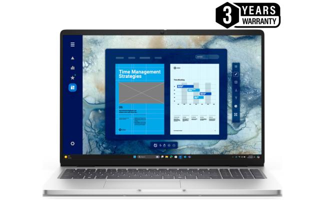 Dell Pro 16, Metallic Finish Laptop, 16" FHD+ IPS, Intel Core Ultra 7 processor 265U vPRO, 16GB DDR5, 512GB M.2 NVMEe SSD, Intel Integrated Graphics - Platinum Silver (3 Years Warranty)