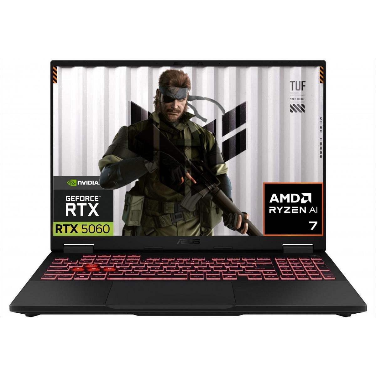 ASUS TUF Gaming A16 16.0" FHD+ 165Hz IPS, AMD Ryzen 9 8940HX, Nvidia RTX 5060 8GB GDDR7, 16GB DDR5 RAM, 1TB M.2 PCIe NVMe - Jaeger Gray Gaming Laptop