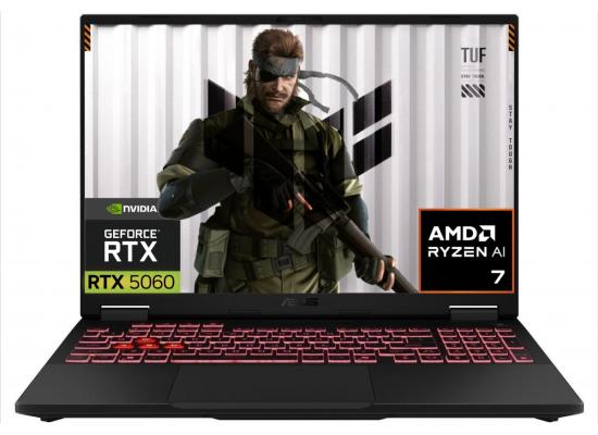 ASUS TUF Gaming A16 (2025) 16.0" FHD+ 165Hz IPS, AMD Ryzen 7 260, Nvidia RTX 5060 8GB GDDR7, 16GB DDR5 RAM, 512GB M.2 PCIe NVMe - Jaeger Gray Gaming Laptop