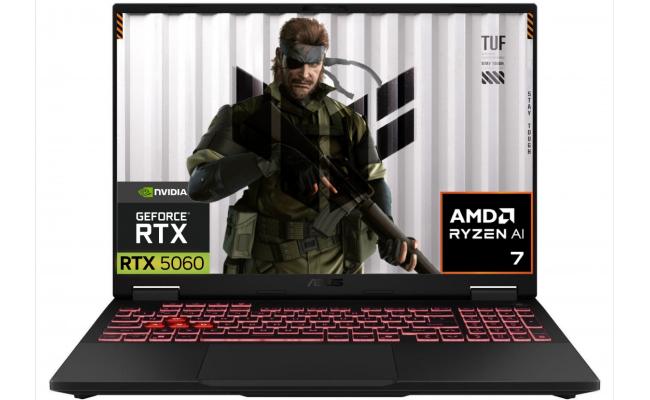 ASUS TUF Gaming A16 (2025) 16.0" FHD+ 165Hz IPS, AMD Ryzen 7 260, Nvidia RTX 5060 8GB GDDR7, 16GB DDR5 RAM, 512GB M.2 PCIe NVMe - Jaeger Gray Gaming Laptop