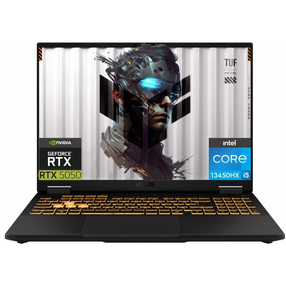 ASUS TUF Gaming F16 16" IPS FHD+ (1920 x 1200) @165Hz, 13th Gen Intel Core i5-13450HX, Nvidia RTX 5050 6GB GDDR7, 16GB DDR5 RAM, 512GB M.2 PCIe NVMe Gen4 - Jaeger Gray Gaming Laptop