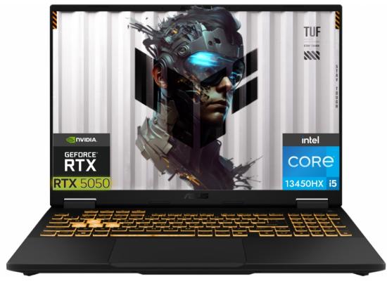 ASUS TUF Gaming F16 16" IPS FHD+ (1920 x 1200) @165Hz, 13th Gen Intel Core i5-13450HX, Nvidia RTX 5050 6GB GDDR7, 16GB DDR5 RAM, 512GB M.2 PCIe NVMe Gen4 - Jaeger Gray Gaming Laptop