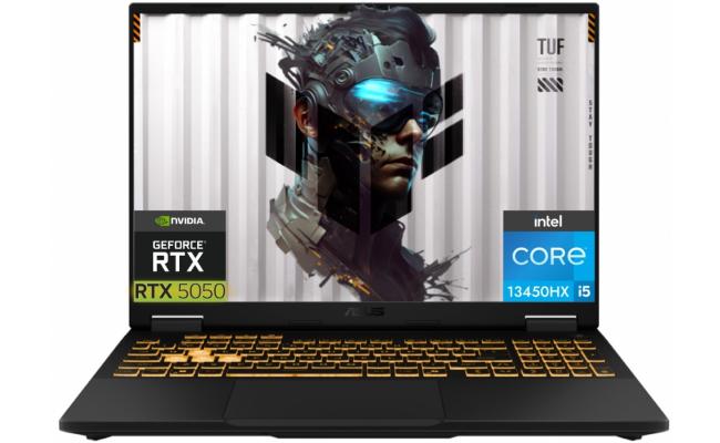 ASUS TUF Gaming F16 16" IPS FHD+ (1920 x 1200) @165Hz, 13th Gen Intel Core i5-13450HX, Nvidia RTX 5050 6GB GDDR7, 16GB DDR5 RAM, 512GB M.2 PCIe NVMe Gen4 - Jaeger Gray Gaming Laptop