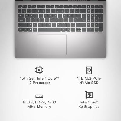 Dell Inspiron 15 3530 15.6" FHD WVA @120Hz, 13th Gen Intel Core i7-1355U, 16GB RAM DDR4, M.2 1TB PCIe NVMe, Intel Iris Xe Graphics - Platinum Silver Business Laptop