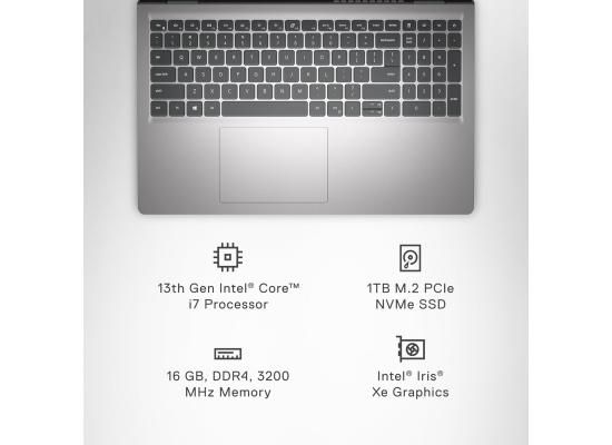 Dell Inspiron 15 3530 15.6" FHD WVA @120Hz, 13th Gen Intel Core i7-1355U, 16GB RAM DDR4, M.2 1TB PCIe NVMe, Intel Iris Xe Graphics - Platinum Silver Business Laptop