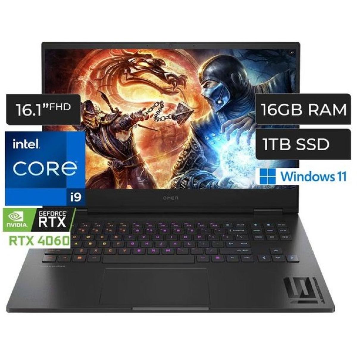 HP OMEN 16-WF0083DX Shadow Black​ Gaming Laptop, 16.1" FHD (1920x1080) 165Hz IPS, 13th Gen Intel Core i9-13900HX ,Nvidia RTX 4060 8GB GDDR6, 16GB DDR5 RAM, 1TB M.2 NVMe, Windows 11