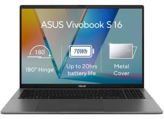 ASUS Vivobook S16 16" FHD+ (1920 x 1200) IPS 144Hz, Intel Core Ultra 7 processor 255H, Intel Arc Graphics, 16GB DDR5, 1TB M.2 PCIe NVMe Gen4 - Matte Gray