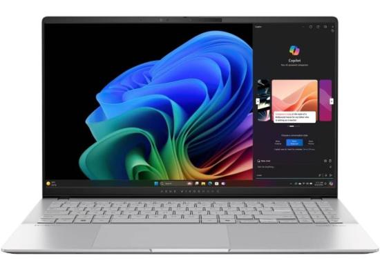 ASUS Vivobook S 15 15.6"3K (2880 x 1620) OLED, Snapdragon® X Elite X1E 78 100 Processor, Qualcomm Adreno Graphics, 16GB LPDDR5x Ram, 1TB M.2 NVMEe SSD Gen4 - Cool Silver Laptop, Windows 11 Home.