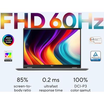 ASUS Vivobook 14 Flip, 14" WUXGA FHD+ OLED Touch 1.07B Colors 60Hz, Intel Core Ultra 7 processor Ultra 7 256V, 16GB LPDDR5X RAM, 512GB M.2 PCIe NVMe, Intel Arc Graphics, Windows 11 Home, w/ Asus Stylus Pen - Matte Gray Laptop