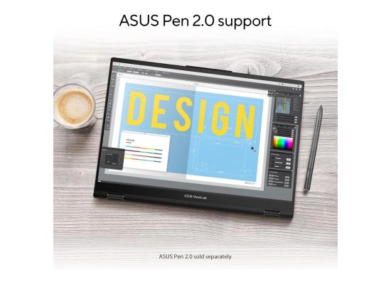 Asus VivoBook S 16 Flip 16.0" FHD+ IPS Touch With Asus Pen, 13th Gen Intel Core i5-1335U, 16GB DDR4 RAM Onboard, 512GB M.2 PCIe NVMe, Intel® Iris® Xe Graphic - Midnight Black Laptop