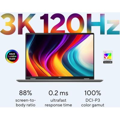 Asus VivoBook 16 Flip 16.0" 3K 120Hz OLED Touch With Asus Pen, Intel Core Ultra 7 processor 256V, Nvidia RTX 5050 8GB GDDR7, 16GB LPDDR5x Ram, 1TB M.2 NVMEe SSD Gen4 - Matte Gray Laptop