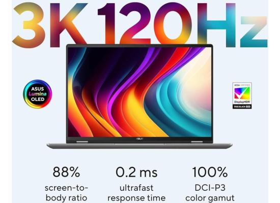 Asus VivoBook 16 Flip 16.0" 3K 120Hz OLED Touch With Asus Pen, Intel Core Ultra 7 processor 256V, Nvidia RTX 5050 8GB GDDR7, 16GB LPDDR5x Ram, 1TB M.2 NVMEe SSD Gen4 - Matte Gray Laptop