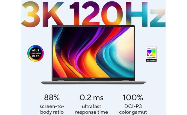 Asus VivoBook 16 Flip 16.0" 3K 120Hz OLED Touch With Asus Pen, Intel Core Ultra 7 processor 256V, Nvidia RTX 5050 8GB GDDR7, 16GB LPDDR5x Ram, 1TB M.2 NVMEe SSD Gen4 - Matte Gray Laptop