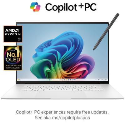 ASUS Zenbook S 16 16" 3K (2880 x 1800) OLED Touch 120Hz 1B Colors, AMD Ryzen AI 300 Series Ryzen™ AI 9 HX 370,  AMD Radeon 890M, 32GB LPDDR5X, 2TB M.2 PCIe NVMe Gen4, Windows 11 Home - Scandinavian White