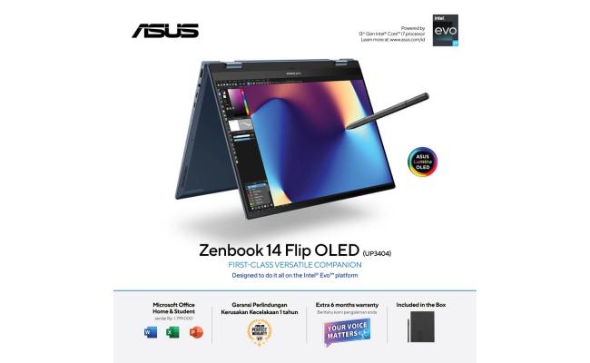 ASUS Zenbook 14 Flip OLED, 14.0" Touch 2.8K 90Hz Laptop, 13th Gen Intel Core i7-1360P Processor, Intel Iris Xe Integrated Graphics, 16GB LPDDR5 RAM, 1TB M.2 PCIe NVMe, Windows 11 Home - Ponder Blue w/ Asus Stylus Pen & Sleeve