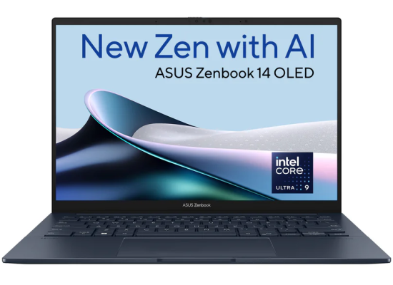 ASUS Zenbook 14" OLED 3K Thin @120Hz Touch Screen, Intel Core™ Ultra 9 processor 185H, Intel® Arc™ Integrated Graphics, 16GB DDR5X RAM, 1TB M.2 PCIe NVMe Gen4, Windows 11 Home - Ponder Blue w/ Pen & Sleeve