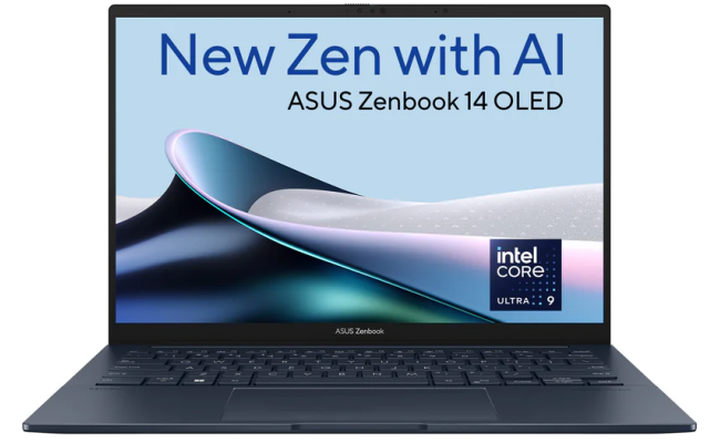 ASUS Zenbook 14" OLED 3K Thin @120Hz Touch Screen, Intel Core™ Ultra 9 processor 185H, Intel® Arc™ Integrated Graphics, 16GB DDR5X RAM, 1TB M.2 PCIe NVMe Gen4, Windows 11 Home - Ponder Blue w/ Pen & Sleeve