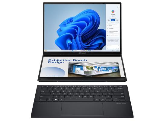 ASUS Zenbook Duo OLED, Dual 14" OLED 3K @120Hz Touch Screens, Intel Core™ Ultra 9 processor 285H, Intel® Arc™ Integrated Graphics, 32GB DDR5X RAM, 2TB M.2 PCIe NVMe Gen4, Windows 11 Home - Inkwell Gray Laptop w/ Sleeve & ASUS Pen