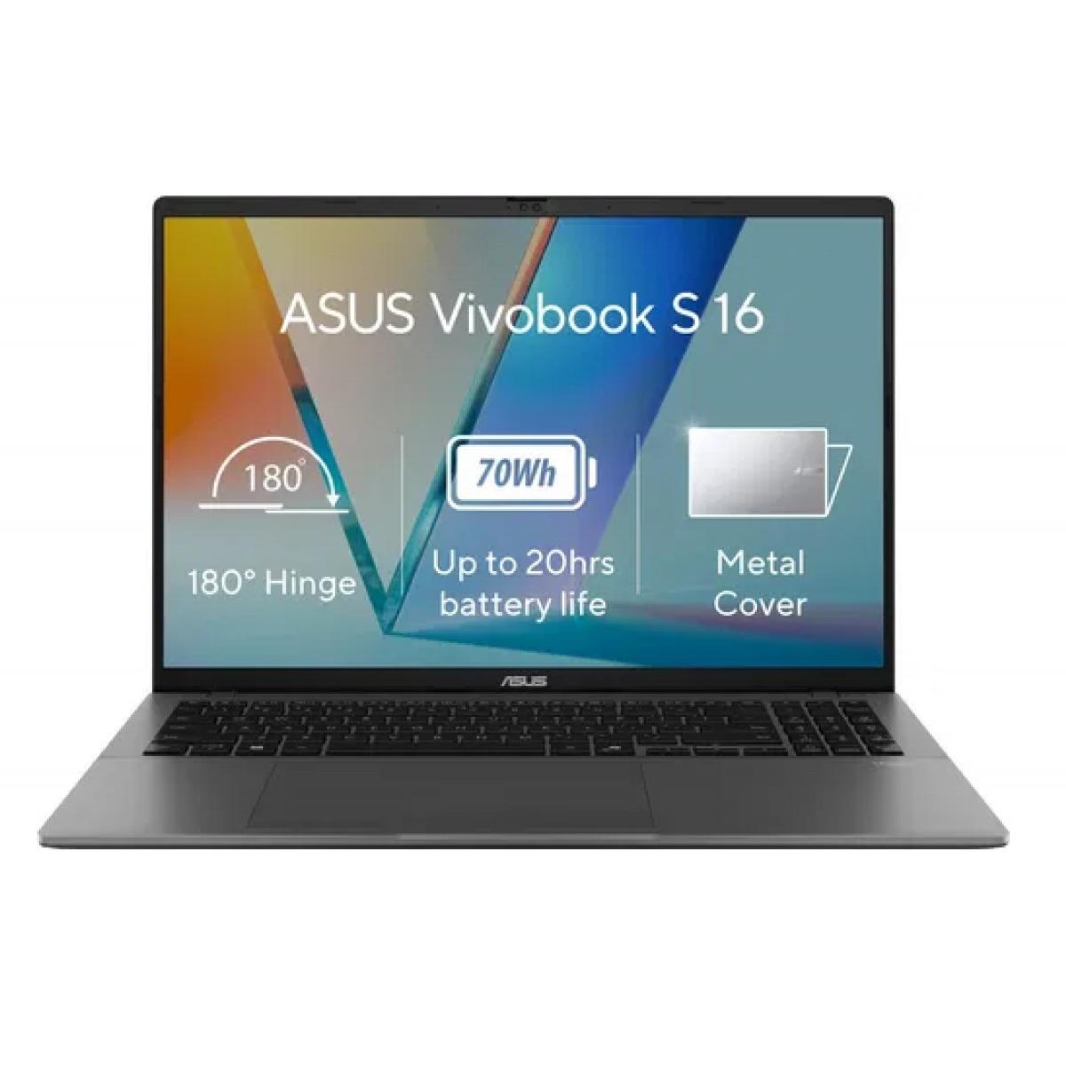 ASUS Vivobook S16,16"IPS FHD+ (1920 x 1200) @144Hz, Intel Core 7 processor 240H, Intel® UHD Graphics, 16GB DDR5 RAM, 512GB M.2 PCIe NVMe Gen4 - Matte Gray Laptop