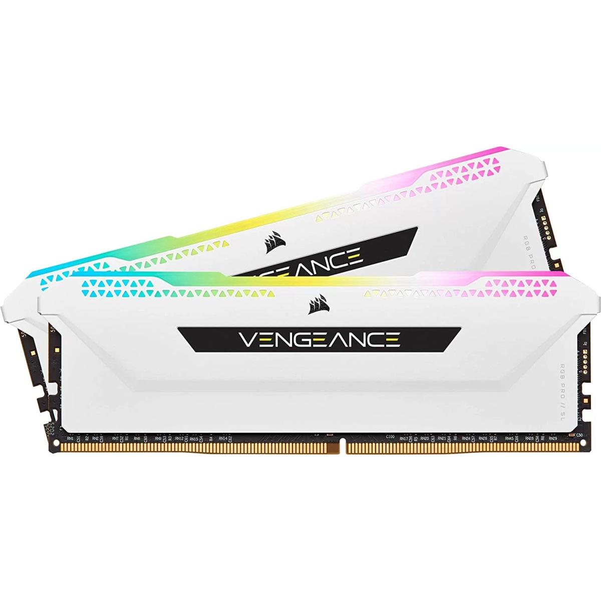 CORSAIR VENGEANCE RGB PRO SL 32GB (2 x 16GB) DDR4 RAM 3600MHz CL18 Memory Kit — White