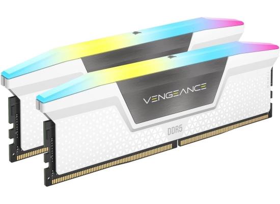 CORSAIR VENGEANCE RGB 64GB (2x32GB) DDR5 RAM 6000MT/s CL30 Memory Kit — White